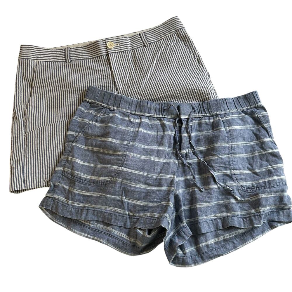 Womens Shorts Bundle Size 14 Nautical Summer Blue White Stripes Vacation Casual